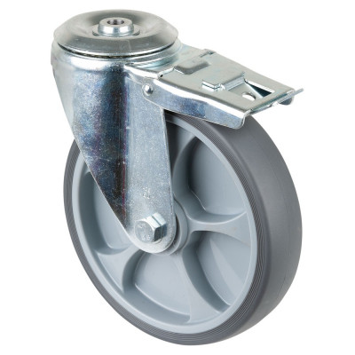 Roulette Manutention Avec blocage total Caoutchouc thermoplastique - Ø200mm 220kg