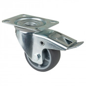 Roulette Manutention Avec blocage total Caoutchouc thermoplastique - Ø80mm 100kg - Platine