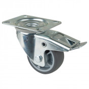 Roulette Manutention Avec blocage total Caoutchouc thermoplastique - Ø80mm 100kg - Platine