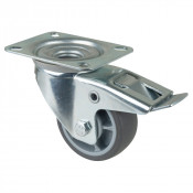 Roulette Manutention Avec blocage total Caoutchouc thermoplastique - Ø80mm 100kg - Platine