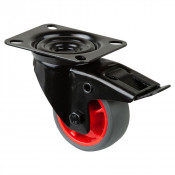 Roulette Manutention Avec blocage total Caoutchouc thermoplastique - Ø80mm 100kg - Platine
