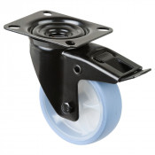 Roulette Manutention Avec blocage total Caoutchouc thermoplastique bleu clair - Ø100mm 110