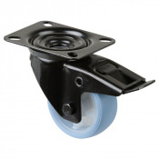 Roulette Manutention Avec blocage total Caoutchouc thermoplastique bleu clair - Ø80mm 100k