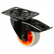 Roulette Manutention Avec blocage total Caoutchouc thermoplastique gris clair - Ø80mm 100k