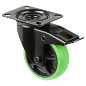 Roulette Manutention Avec blocage total Caoutchouc thermoplastique vert - Ø100mm 110kg