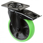 Roulette Manutention Avec blocage total Caoutchouc thermoplastique vert - Ø125mm 120kg