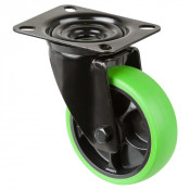 Roulette Manutention Avec blocage total Caoutchouc thermoplastique vert - Ø80mm 100kg