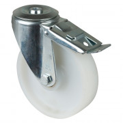 Roulette Manutention Avec blocage total Plastique - Ø150mm 220kg - Fix. Trou central