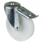 Roulette Manutention Avec blocage total Plastique - Ø150mm 220kg - Fix. Trou central