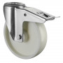 Roulette Manutention Avec blocage total Plastique - Ø200mm 300kg - Fix. Trou central