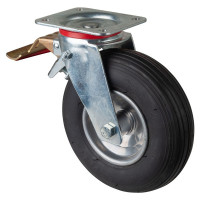 Roulette Manutention Avec blocage total Pneumatique, caoutchouc - Ø230mm 130kg - Platine