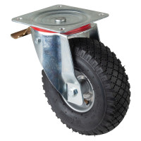 Roulette Manutention Avec blocage total Pneumatique, caoutchouc - Ø260mm 130kg - Platine Roulette Manutention Avec blocage total Pneumatique, caoutchouc - Ø260mm 130kg - Platine