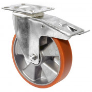 Roulette Manutention Avec blocage total Polyuréthane - Ø125mm 200kg - Fix. Platine