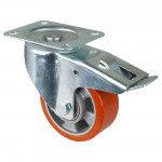 Roulette Manutention Avec blocage total Polyuréthane - Ø125mm 300kg - Fix. Platine