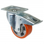 Roulette Manutention Avec blocage total Polyuréthane - Ø125mm 300kg - Fix. Platine