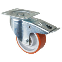 Roulette Manutention Avec blocage total Polyuréthane - Ø125mm 300kg - Fix. Platine Roulette Manutention Avec blocage total Polyuréthane - Ø125mm 300kg - Fix. Platine