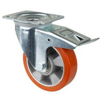 Roulette Manutention Avec blocage total Polyuréthane - Ø150mm 250kg - Fix. Platine