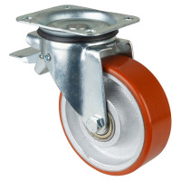 Roulette Manutention Avec blocage total Polyuréthane - Ø150mm 450kg - Fix. Platine Roulette Manutention Avec blocage total Polyuréthane - Ø150mm 450kg - Fix. Platine
