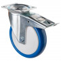Roulette Manutention Avec blocage total Polyuréthane bleu - Ø200mm 300kg - Fix. Platine