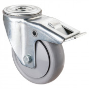 Roulette Manutention Avec blocage total Polyuréthane gris, +/- - Ø100mm 110kg
