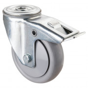 Roulette Manutention Avec blocage total Polyuréthane gris, +/- - Ø100mm 110kg