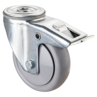 Roulette Manutention Avec blocage total Polyuréthane gris, +/- - Ø100mm 110kg