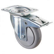 Roulette Manutention Avec blocage total Polyuréthane gris, +/- - Ø100mm 110kg - Platine