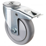 Roulette Manutention Avec blocage total Polyuréthane gris, +/- - Ø125mm 150kg