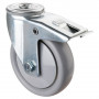 Roulette Manutention Avec blocage total Polyuréthane gris, +/- - Ø125mm 150kg