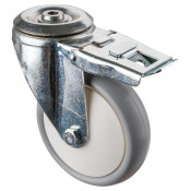 Roulette Manutention Avec blocage total Polyuréthane gris, +/- - Ø150mm 160kg