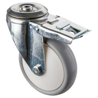 Roulette Manutention Avec blocage total Polyuréthane gris, +/- - Ø150mm 160kg