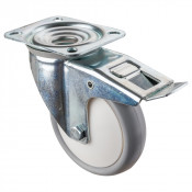 Roulette Manutention Avec blocage total Polyuréthane gris, +/- - Ø150mm 200kg - Platine