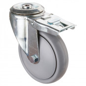 Roulette Manutention Avec blocage total Polyuréthane gris, +/- - Ø160mm 160kg