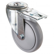 Roulette Manutention Avec blocage total Polyuréthane gris, +/- - Ø160mm 160kg