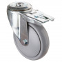 Roulette Manutention Avec blocage total Polyuréthane gris, +/- - Ø160mm 160kg