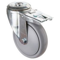 Roulette Manutention Avec blocage total Polyuréthane gris, +/- - Ø160mm 160kg