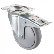 Roulette Manutention Avec blocage total Polyuréthane gris, +/- - Ø160mm 250kg - Platine