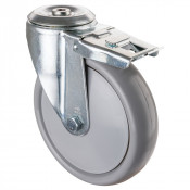 Roulette Manutention Avec blocage total Polyuréthane gris, +/- - Ø200mm 250kg