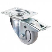 Roulette Manutention Avec blocage total Polyuréthane gris, +/- - Ø80mm 70kg - Fix. Platine