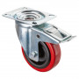 Roulette Manutention Avec blocage total Silicone, +250° - Ø100mm 100kg - Fix. Platine