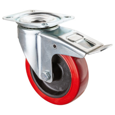 Roulette Manutention Avec blocage total Silicone, +250° - Ø160mm 180kg - Fix. Platine
