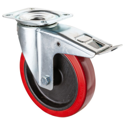 Roulette Manutention Avec blocage total Silicone, +250° - Ø200mm 220kg - Fix. Platine