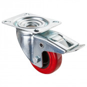 Roulette Manutention Avec blocage total Silicone, +250° - Ø80mm 80kg - Fix. Platine