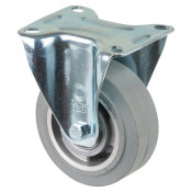 Roulette Manutention Fixe Caoutchouc élastique gris - Ø100mm 150kg - Fix. Platine