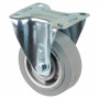 Roulette Manutention Fixe Caoutchouc élastique gris - Ø100mm 150kg - Fix. Platine