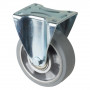 Roulette Manutention Fixe Caoutchouc élastique gris - Ø125mm 150kg - Fix. Platine