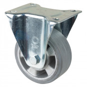 Roulette Manutention Fixe Caoutchouc élastique gris - Ø125mm 220kg - Fix. Platine