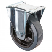 Roulette Manutention Fixe Caoutchouc élastique gris - Ø160mm 300kg - Fix. Platine