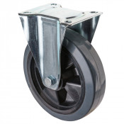 Roulette Manutention Fixe Caoutchouc élastique gris - Ø200mm 300kg - Fix. Platine
