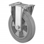Roulette Manutention Fixe Caoutchouc élastique gris - Ø200mm 350kg - Fix. Platine